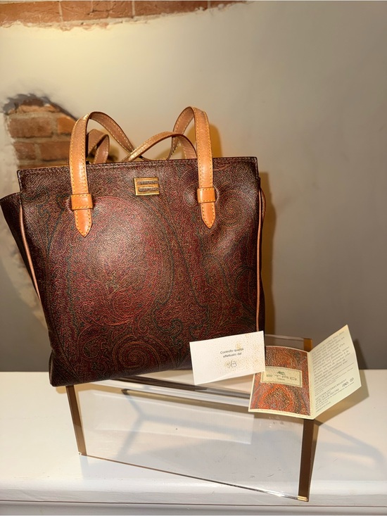 Etro Handbags - Vintage Etro Milano Paisley Coated Canvas 2-Way Satchel Tote Bag